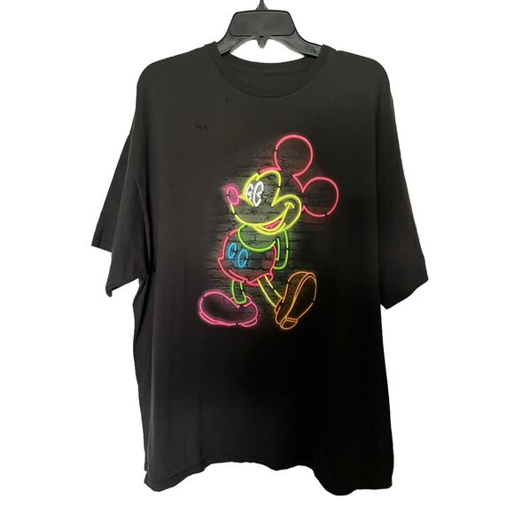 Disney Parks Neon Mickey Mouse Men's Black T-Shirt Sz2XL - Picture 2 of 7